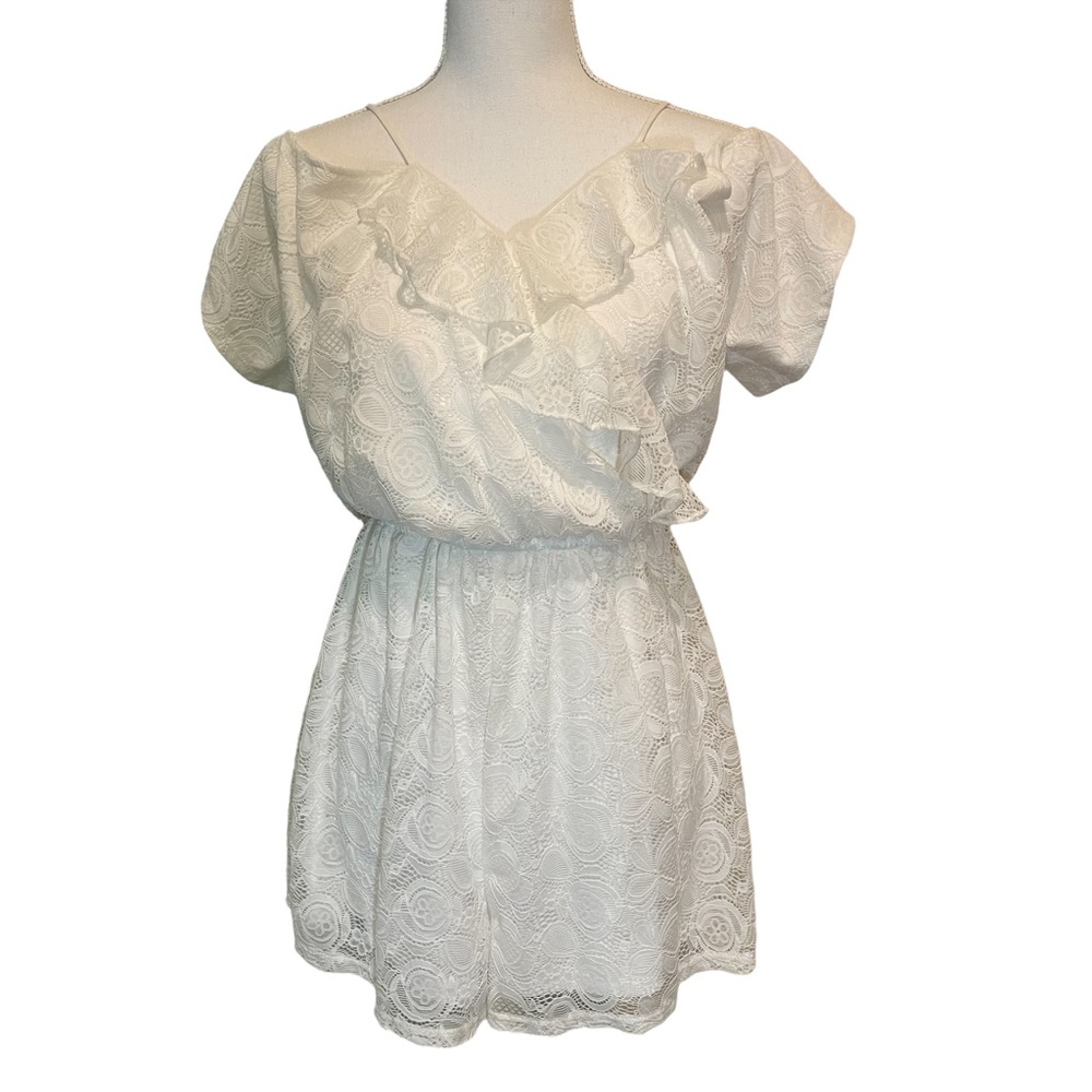 Miami White Cold Shoulder Romper. Size M